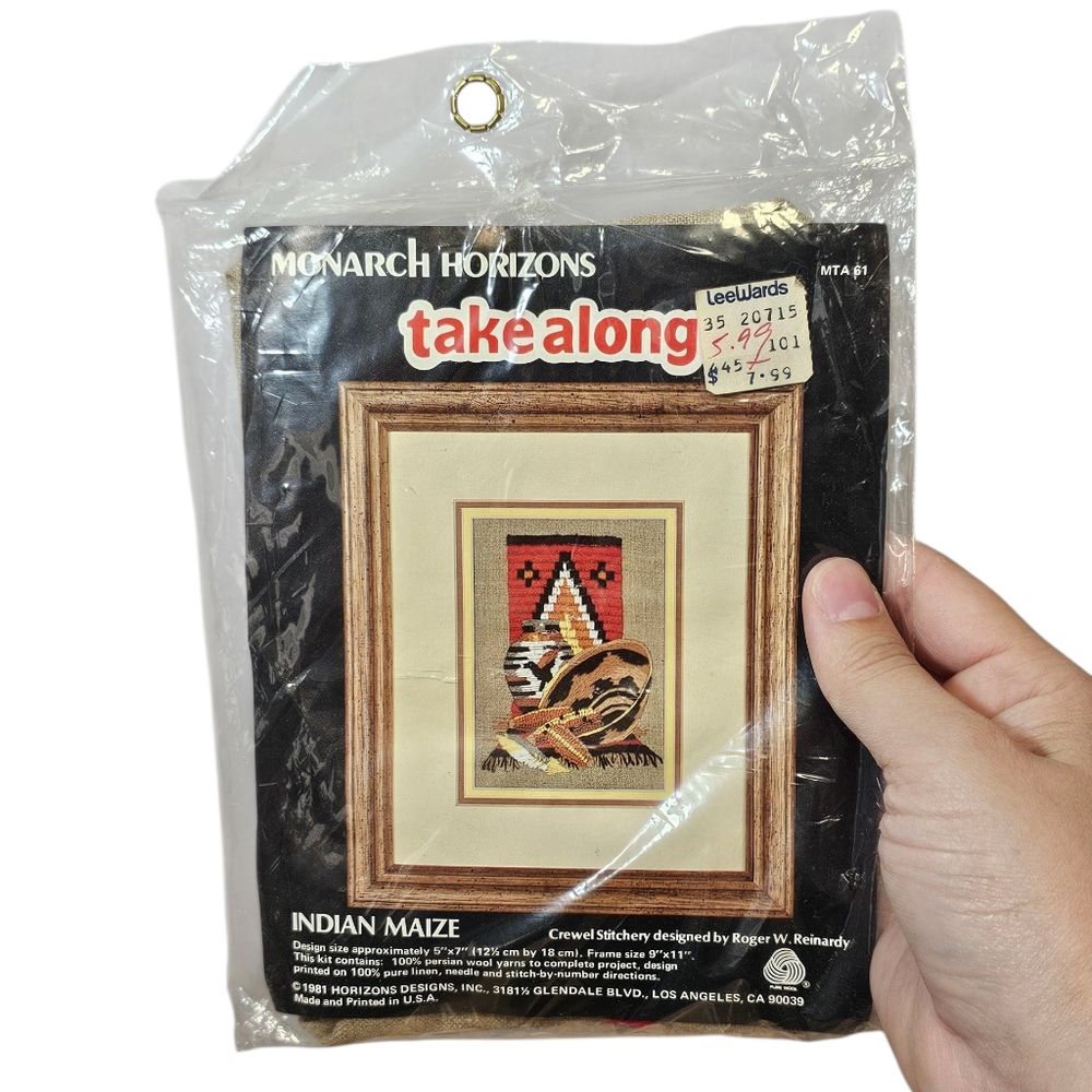 Vintage 1981 Monarch Horizons Indian Maize Crewel Stitchery Kit New In Package